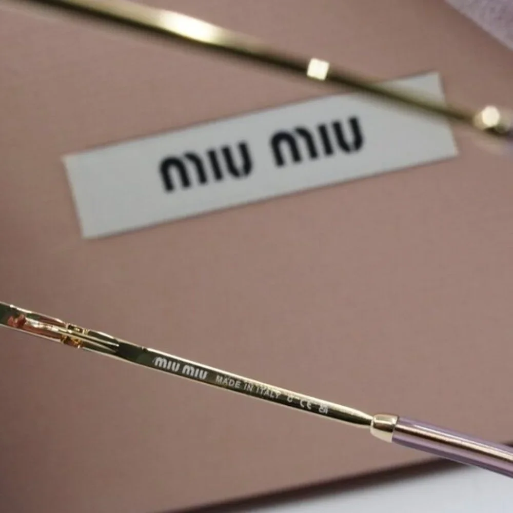 Miu Miu MU52YS 5AK06S Oval Sunglasses – Gold - Picture 8 of 13